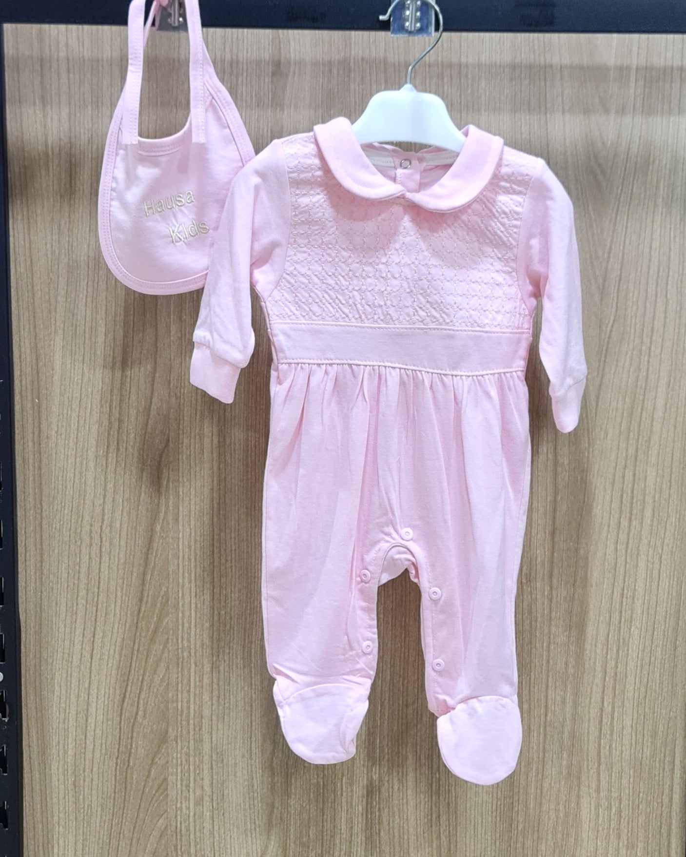 One Piece Cotton Baby Sleepsuit With Bib