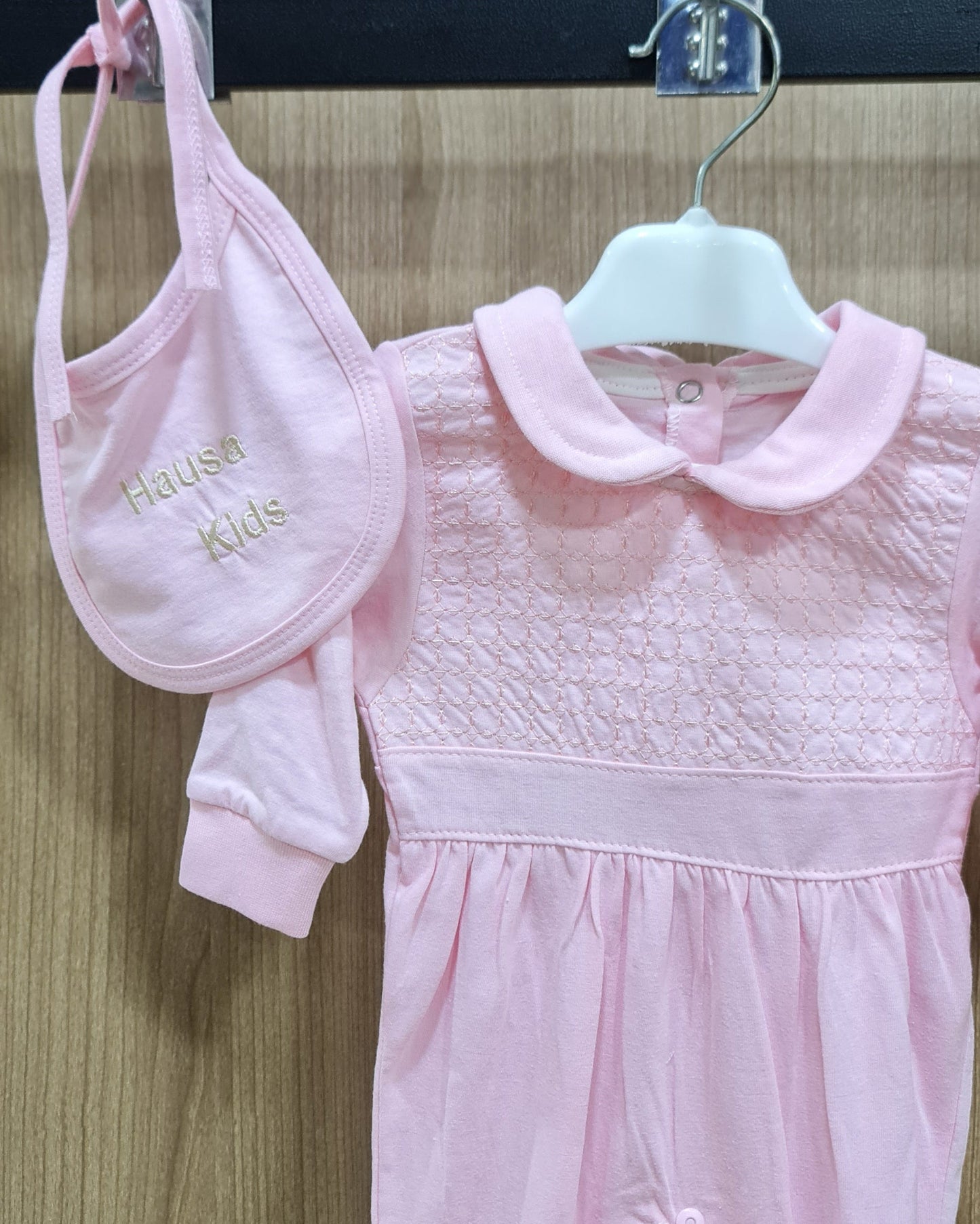 One Piece Cotton Baby Sleepsuit With Bib