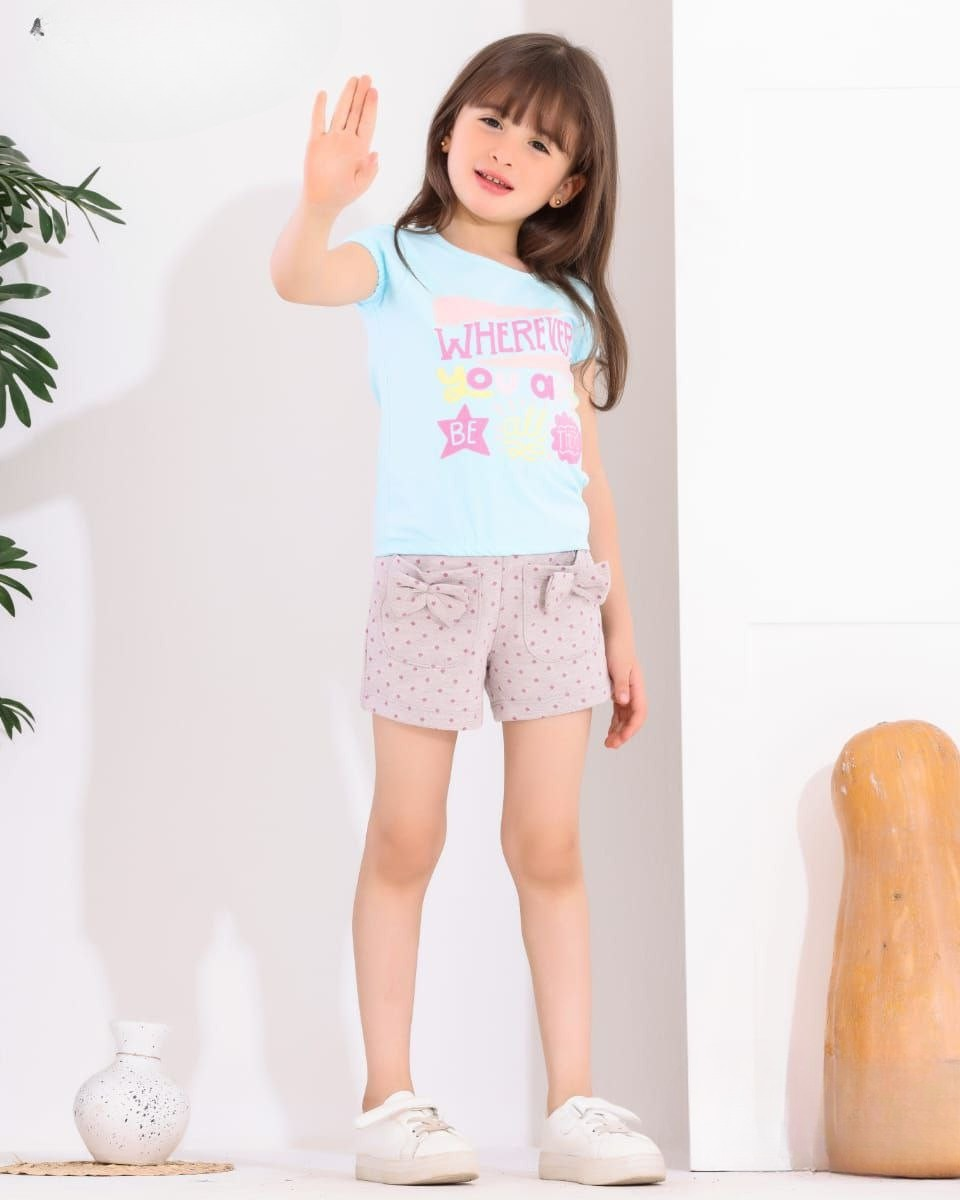Two Pcs Girls Cotton Pajamas Set