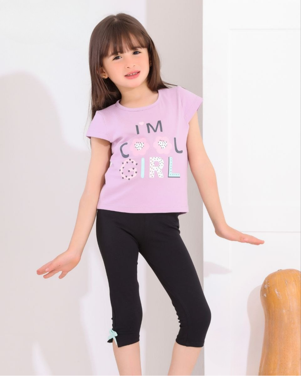 Two Pcs Girls Cotton Pajamas Set