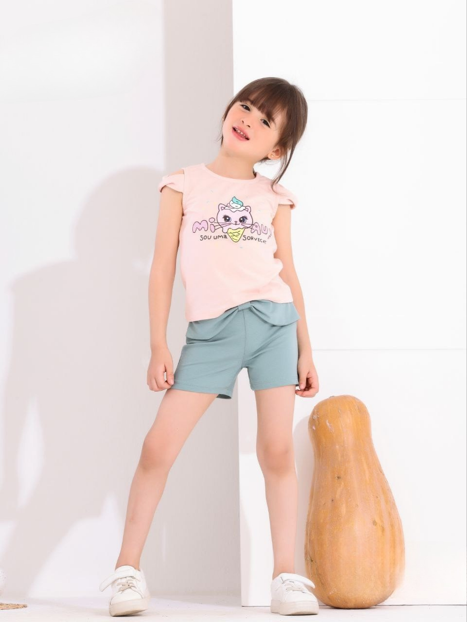 Two Pcs Girls Cotton Pajamas Set
