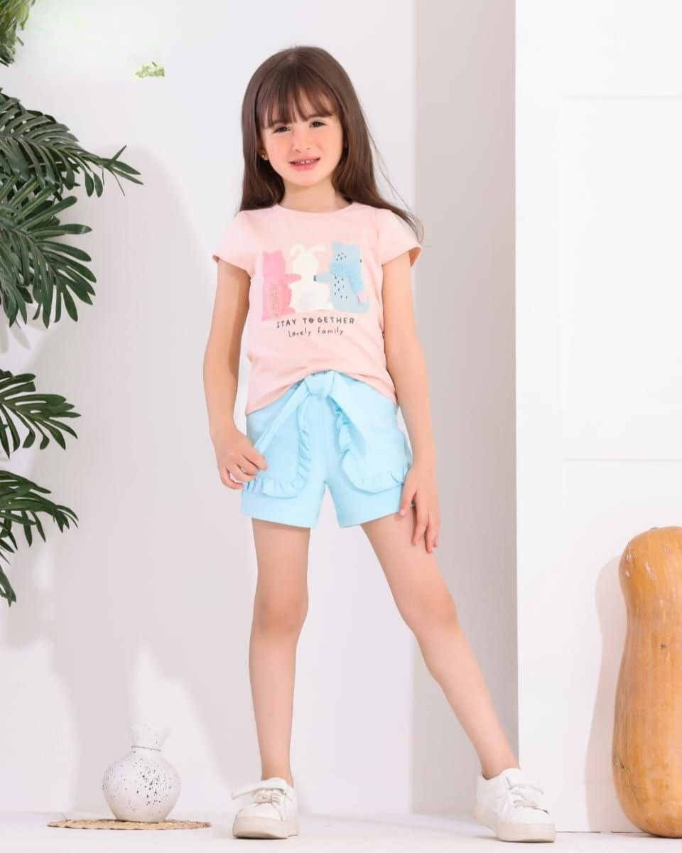 Two Pcs Girls Cotton Pajamas Set