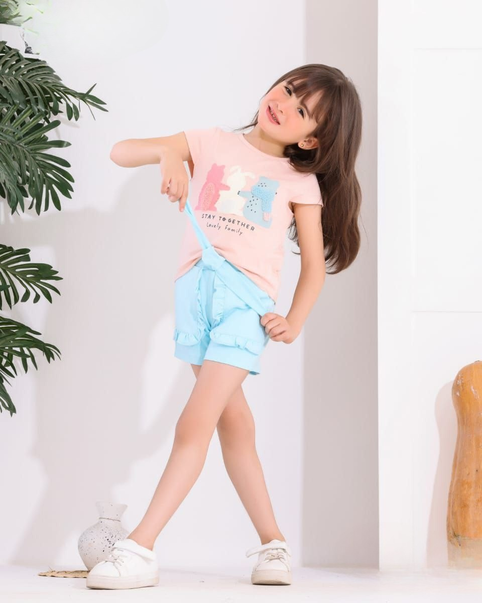 Two Pcs Girls Cotton Pajamas Set