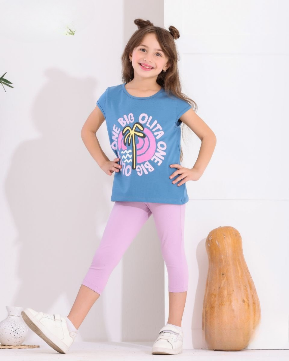 Two Pcs Girls Cotton Pajamas Set