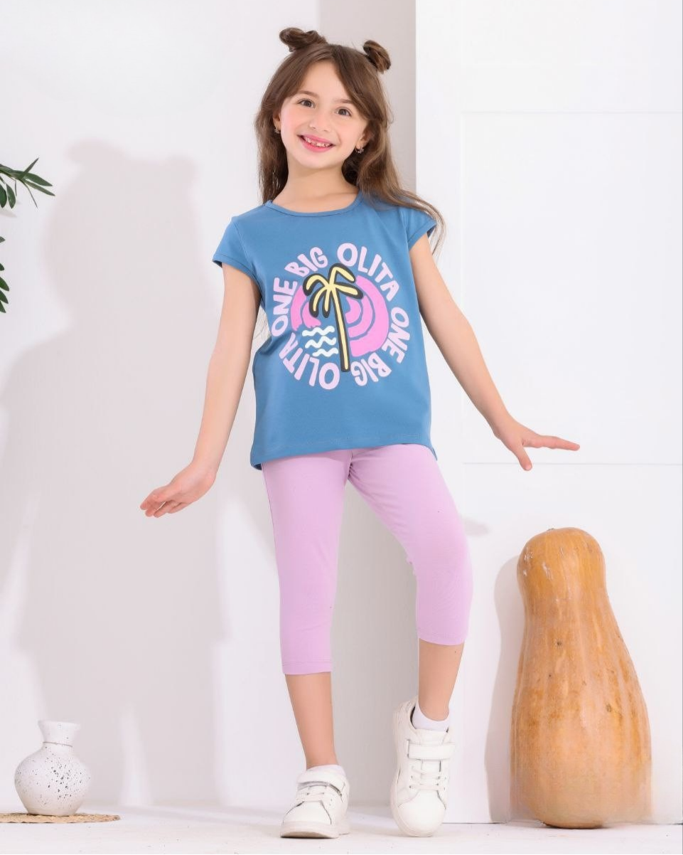 Two Pcs Girls Cotton Pajamas Set