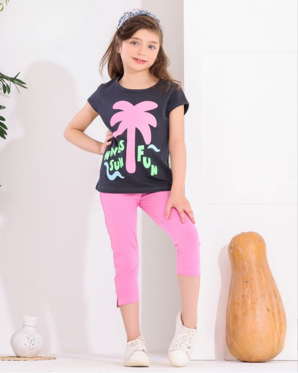 Two Pcs Girls Cotton Pajamas Set