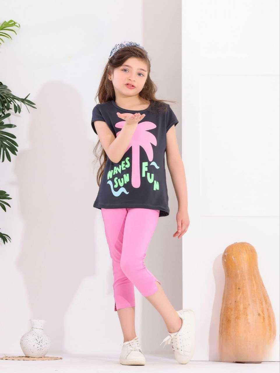 Two Pcs Girls Cotton Pajamas Set