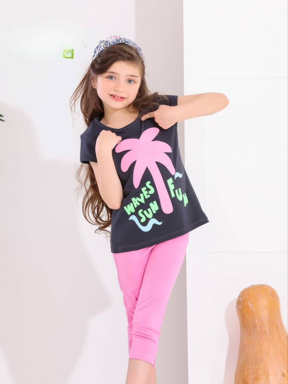 Two Pcs Girls Cotton Pajamas Set