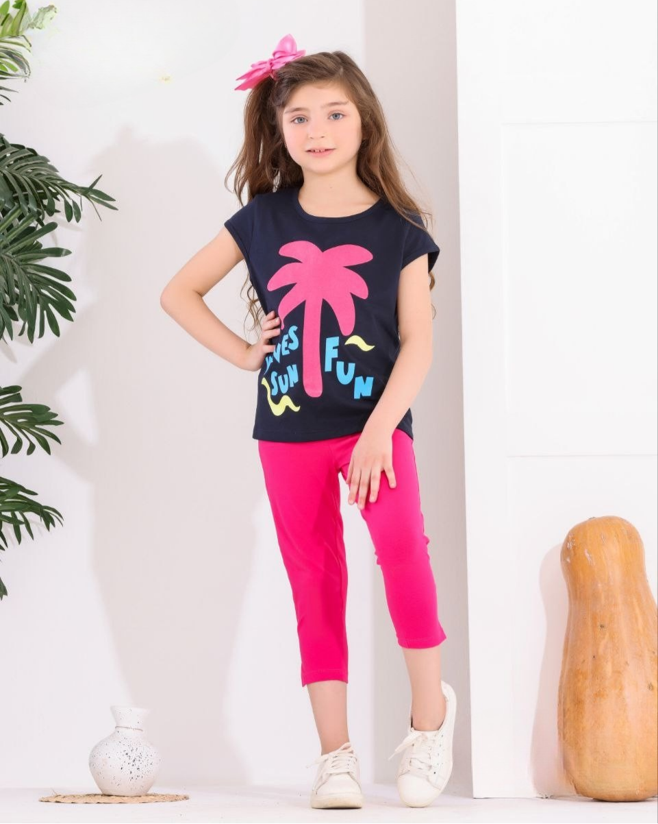 Two Pcs Girls Cotton Pajamas Set