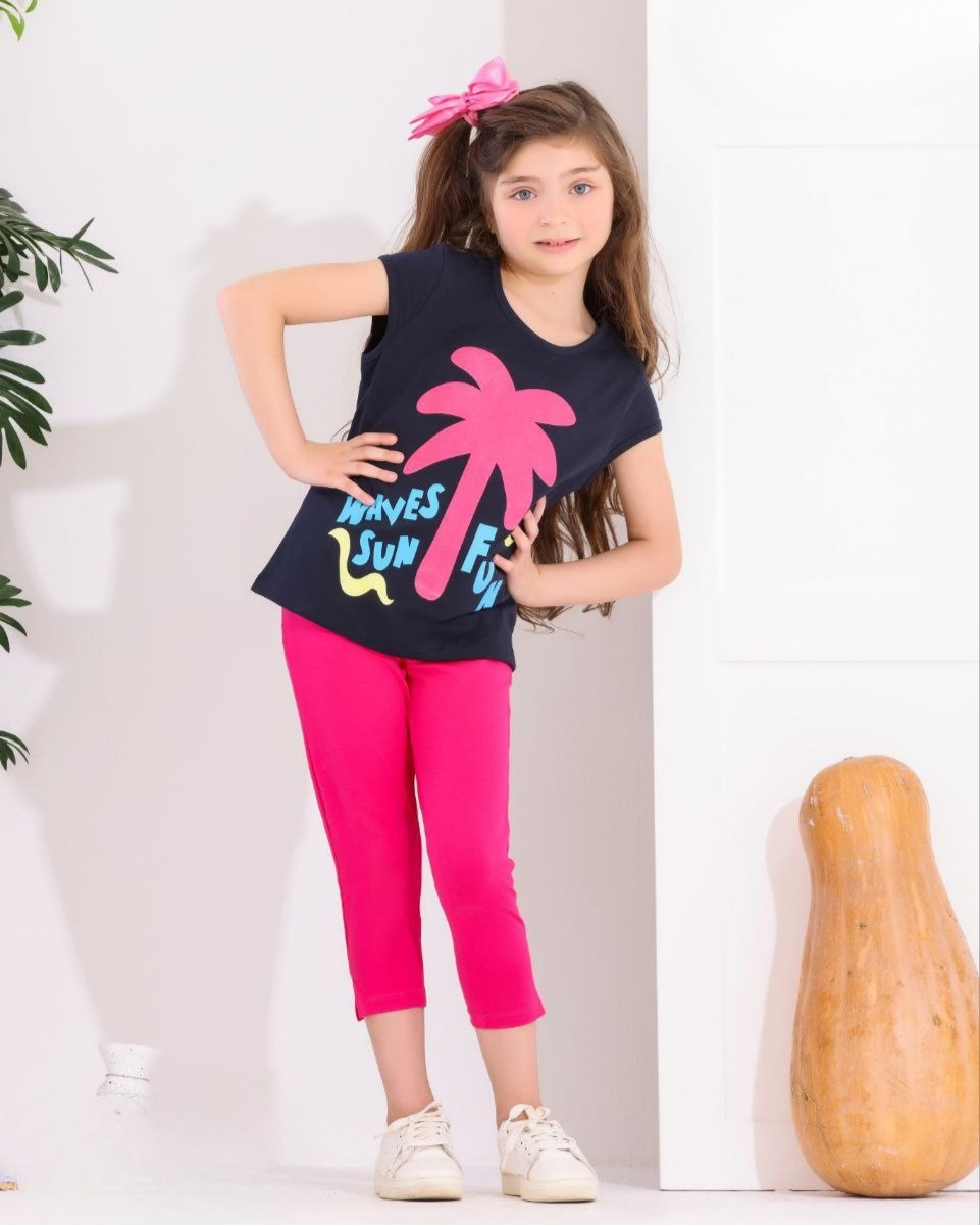 Two Pcs Girls Cotton Pajamas Set