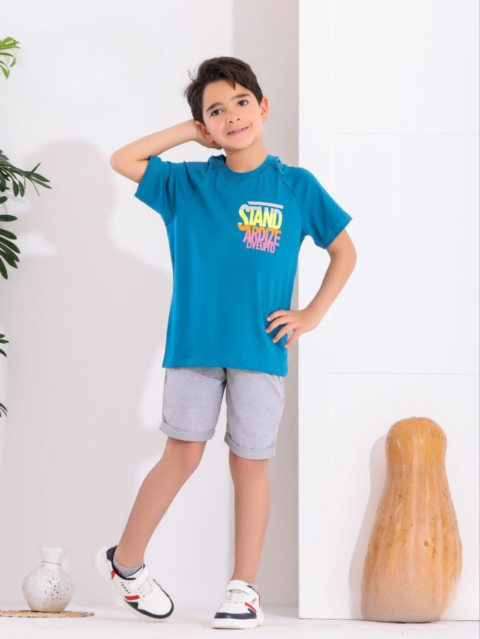 Two Pcs Boys Cotton Pajamas Set