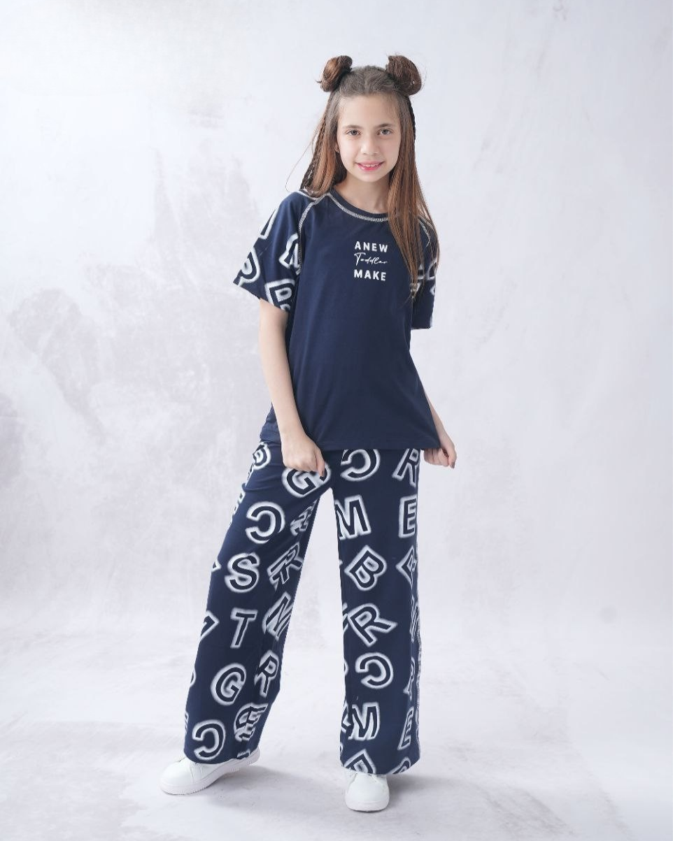 Two Pcs Girls Cotton Pajamas Set - Teens