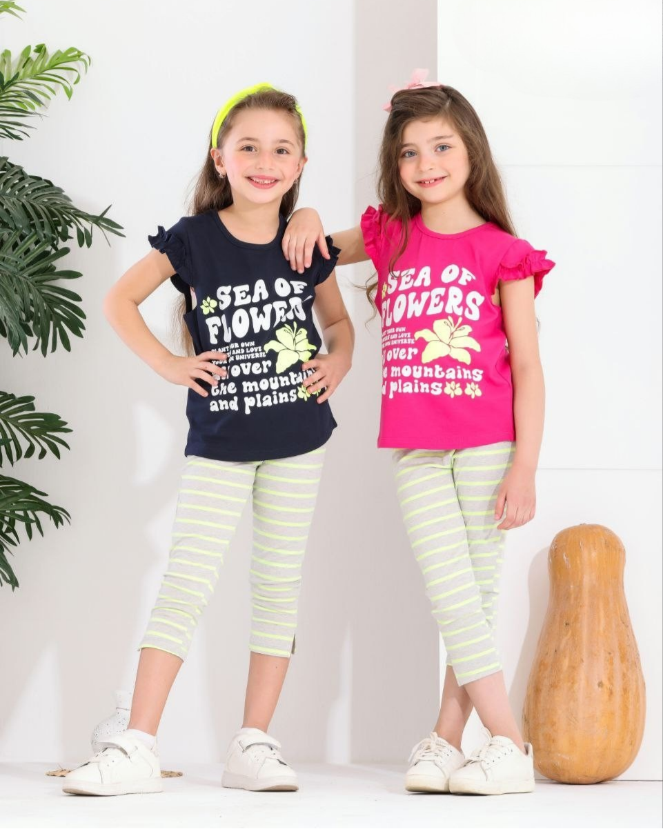Two Pcs Girls Cotton Pajamas Set
