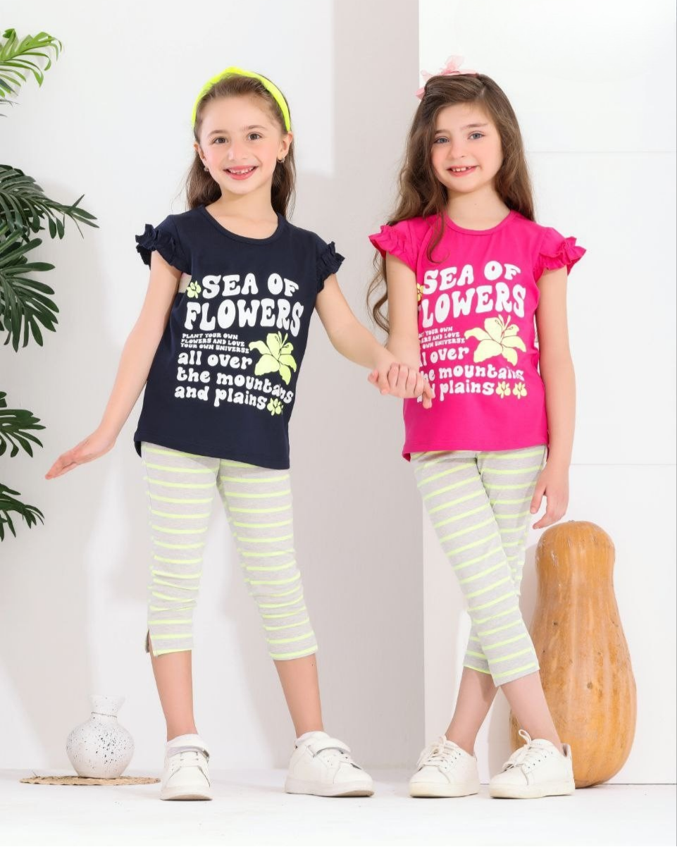 Two Pcs Girls Cotton Pajamas Set