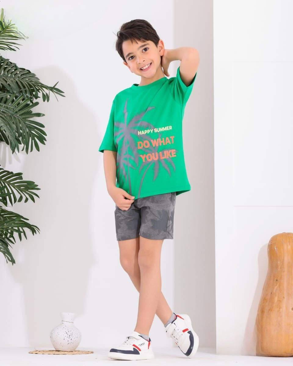 Two Pcs Boys Cotton Pajamas Set