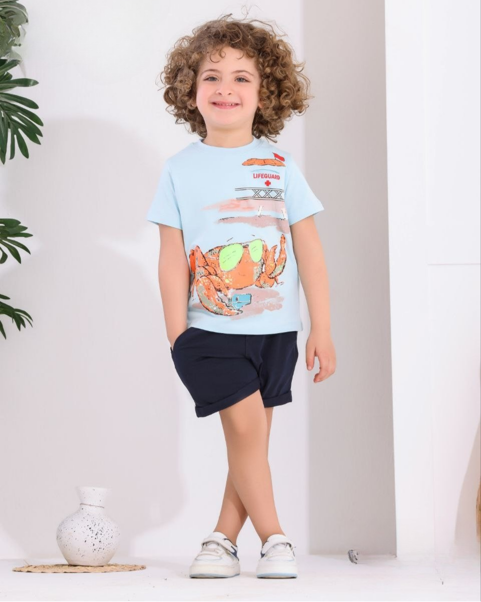 Two Pcs Boys Cotton Pajamas Set