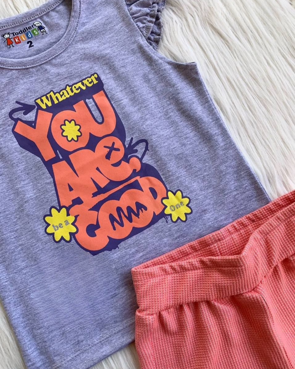 Two Pcs Girls Cotton Pajamas Set
