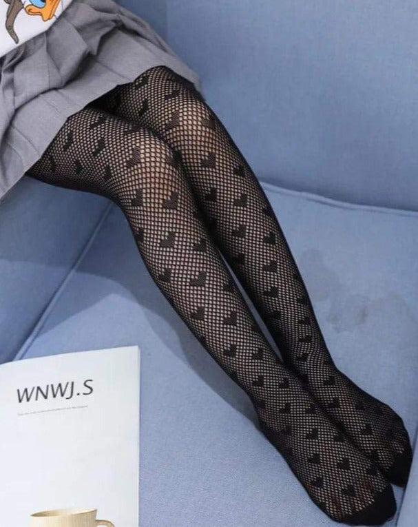 Heart Patterned Kids Fishnet Tights