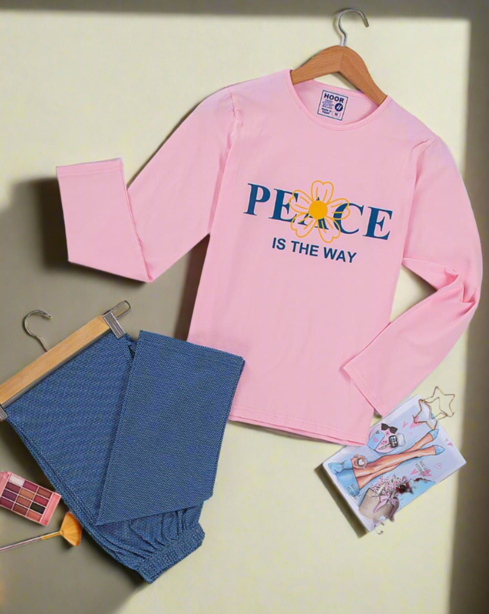 Women Long Sleeves Cotton Pajamas Set