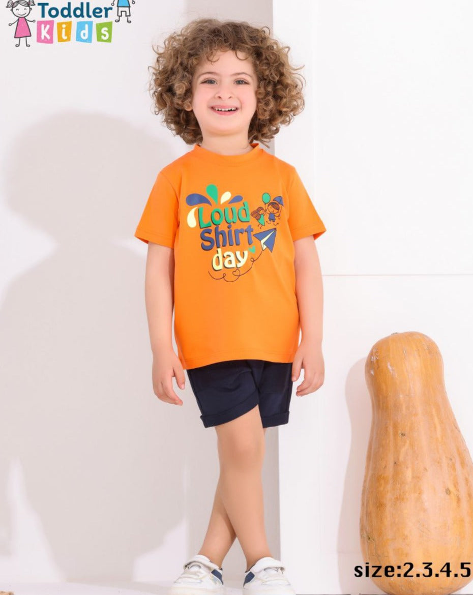 Two Pcs Boys Cotton Pajamas Set