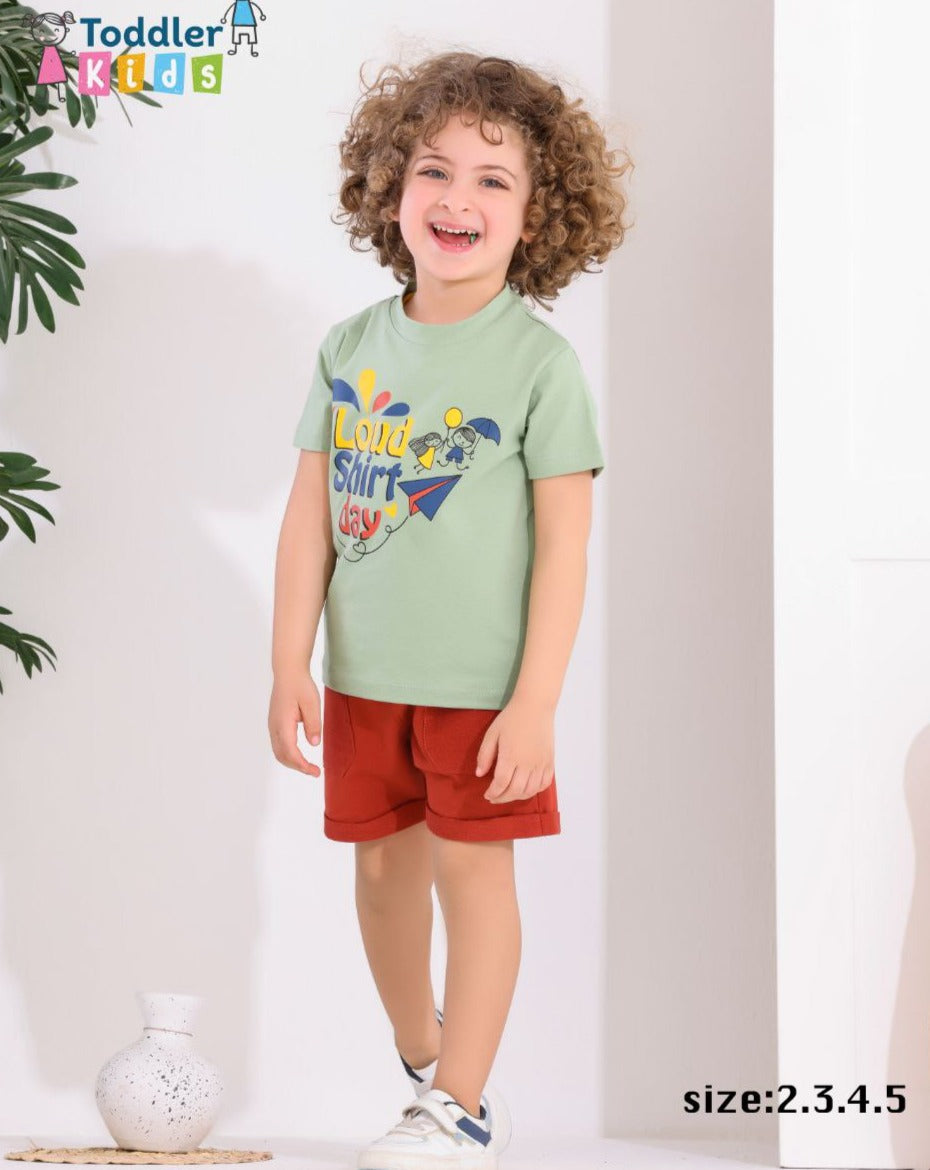 Two Pcs Boys Cotton Pajamas Set