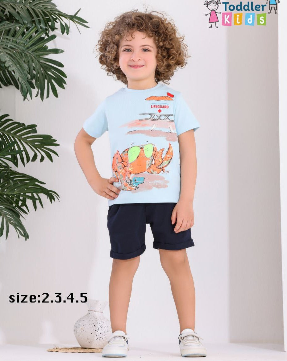 Two Pcs Boys Cotton Pajamas Set