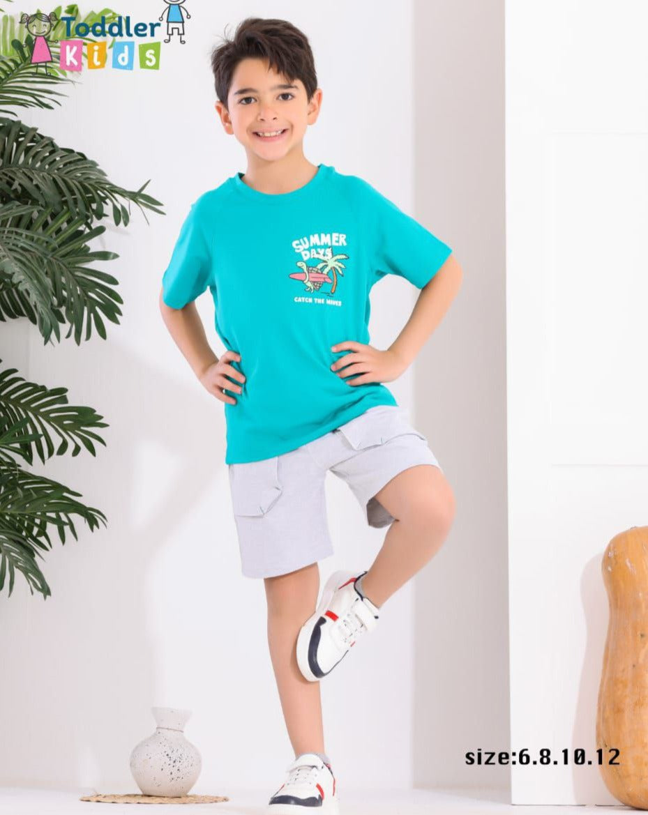 Two Pcs Boys Cotton Pajamas Set