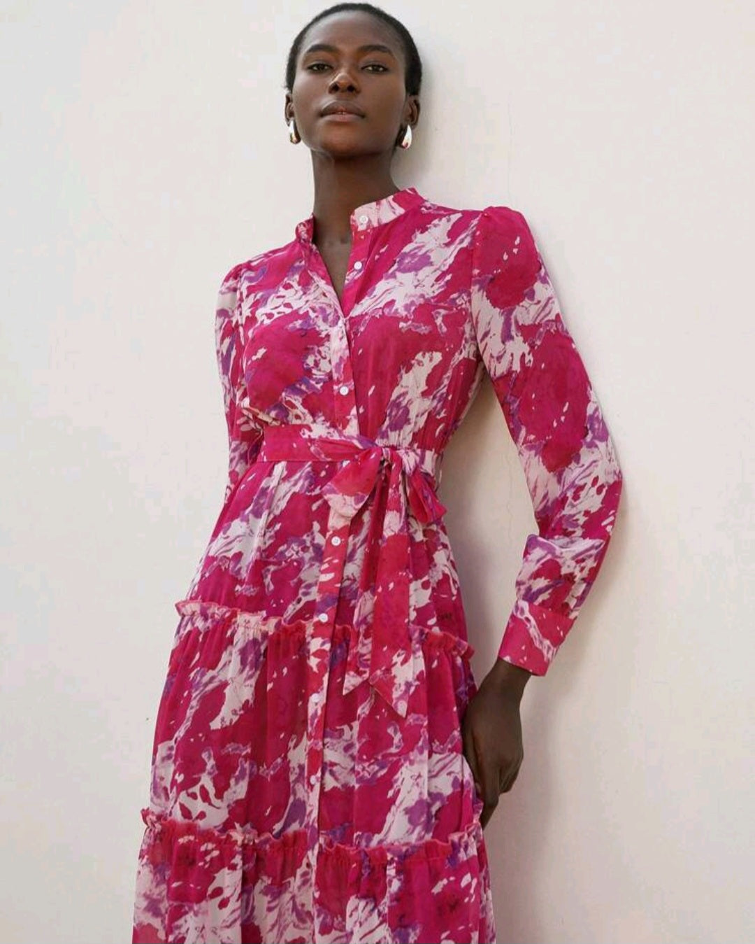 Chiffon Long Sleeve Women Maxi Dress