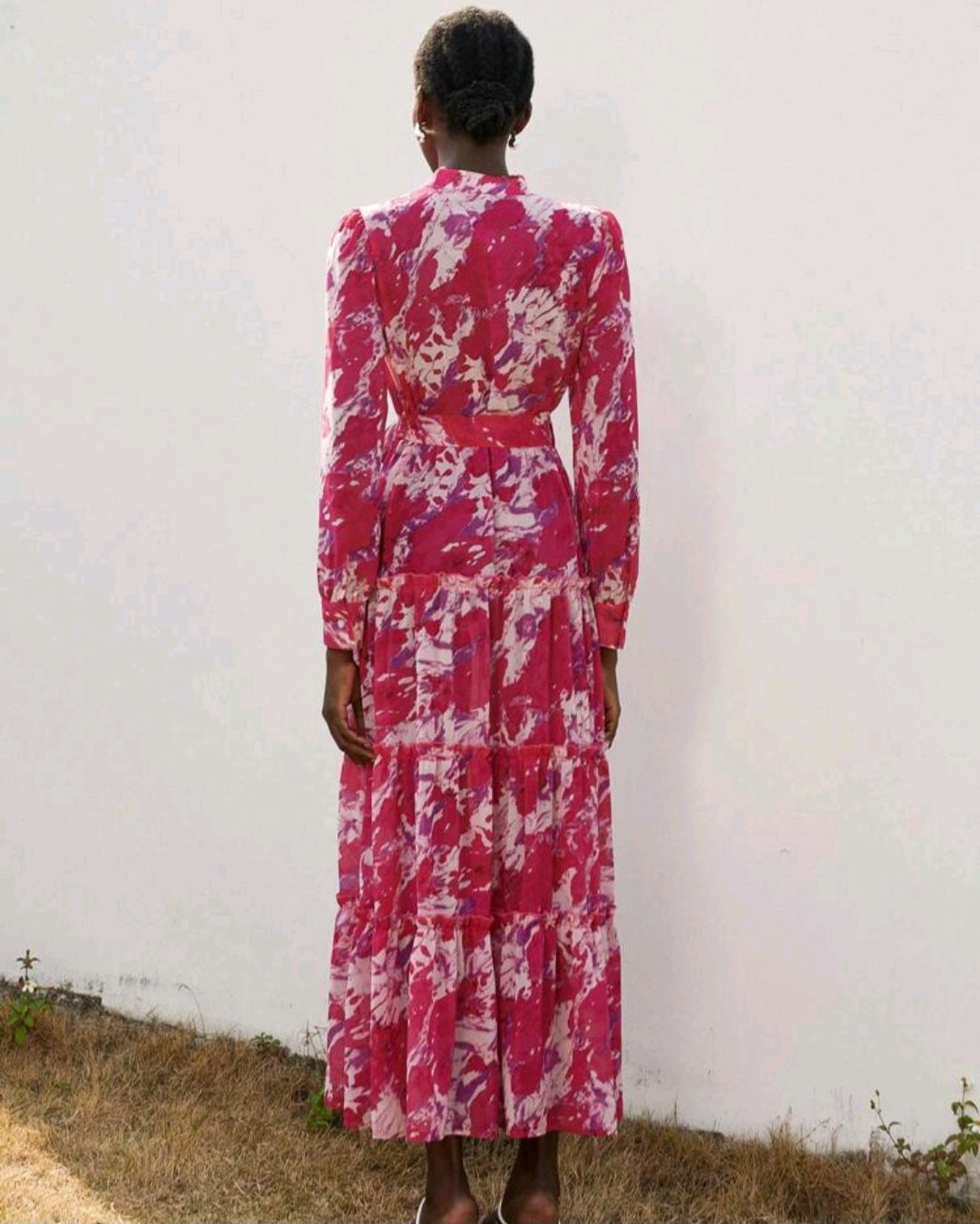 Chiffon Long Sleeve Women Maxi Dress