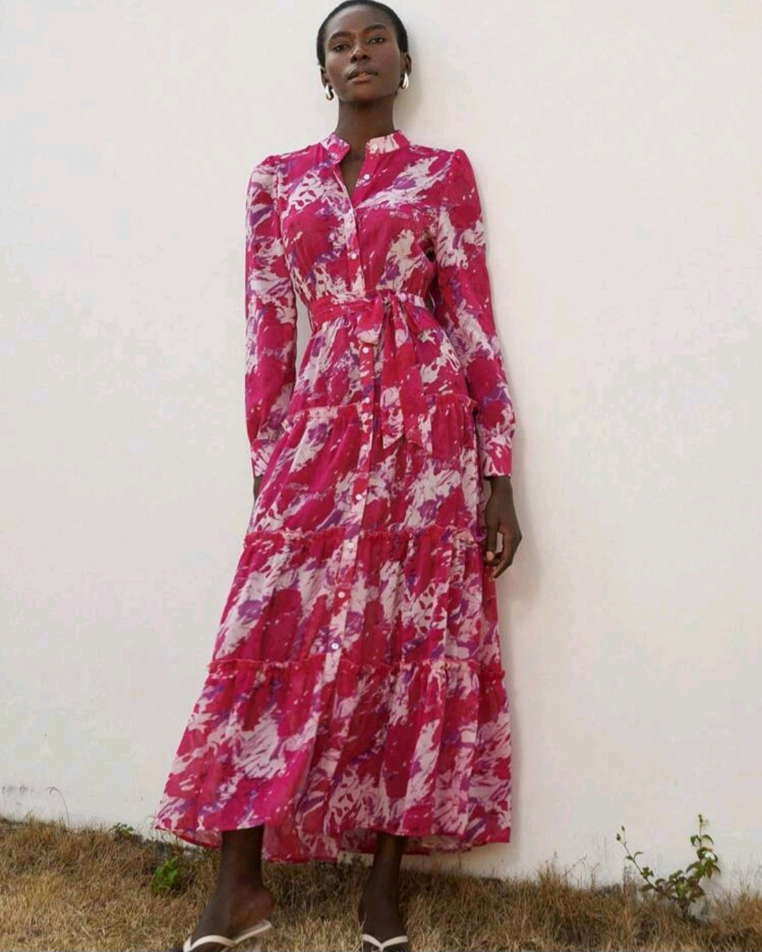 Chiffon Long Sleeve Women Maxi Dress