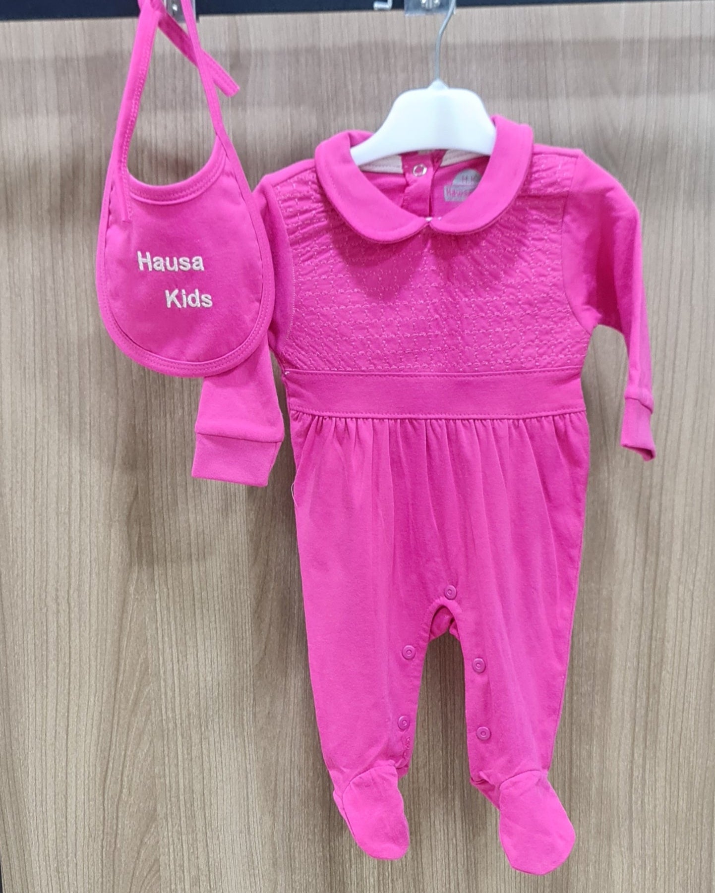 One Piece Cotton Baby Sleepsuit With Bib