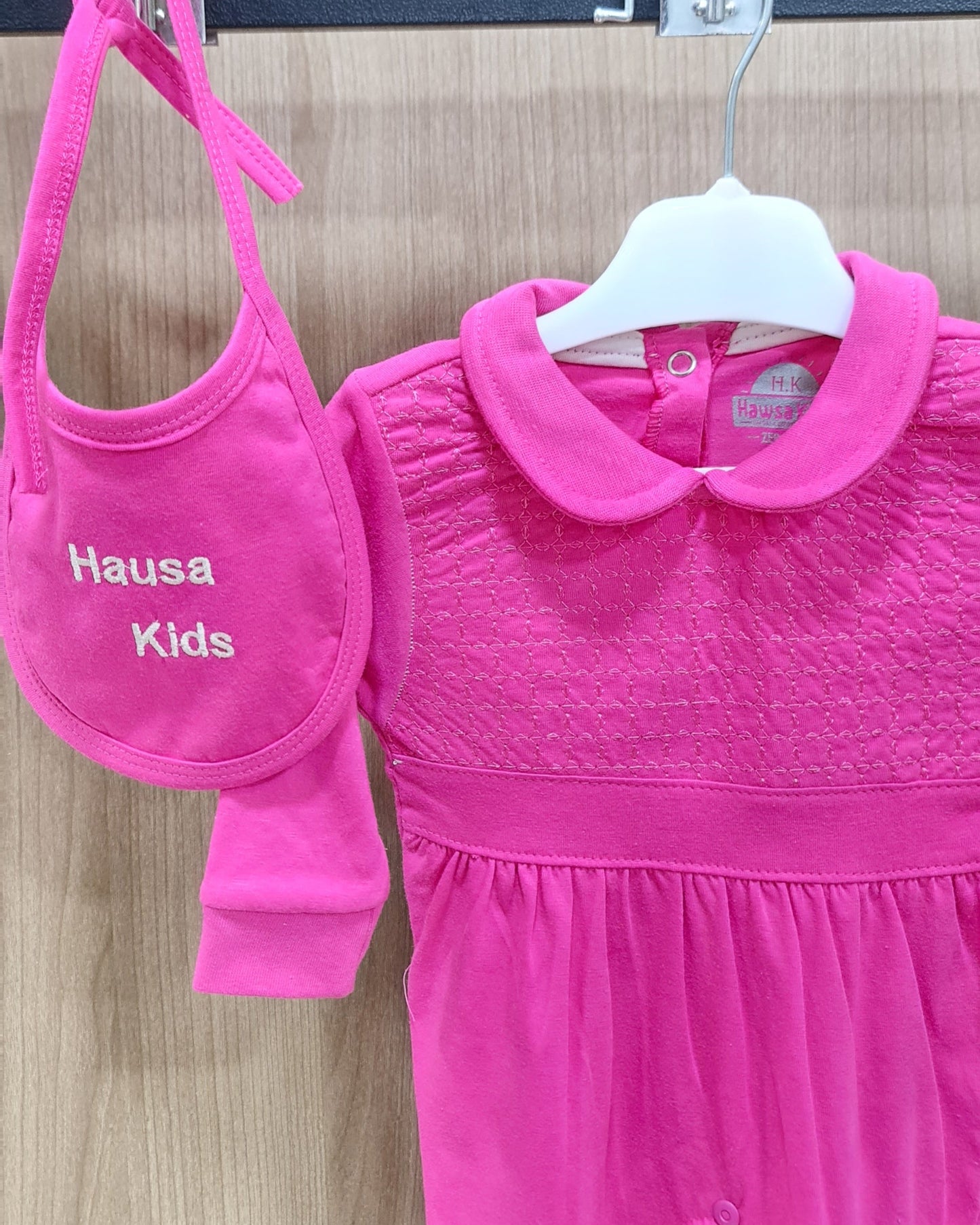 One Piece Cotton Baby Sleepsuit With Bib