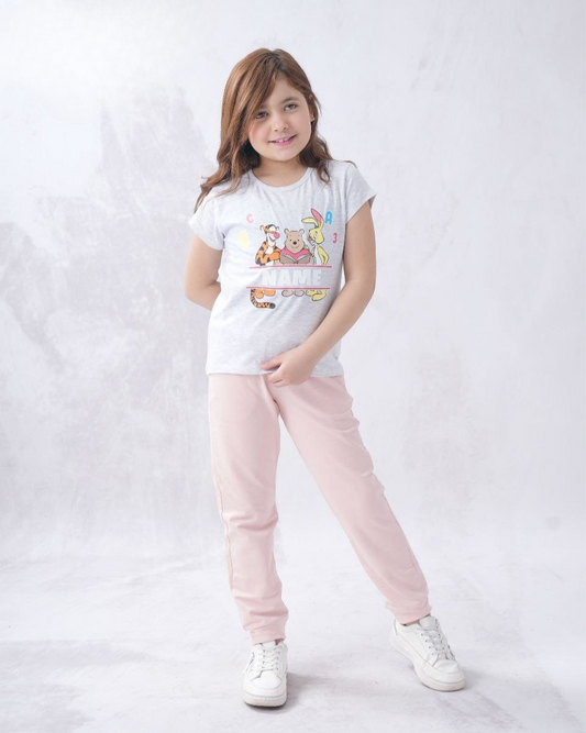 Two Pcs Girls Cotton Pajamas Set