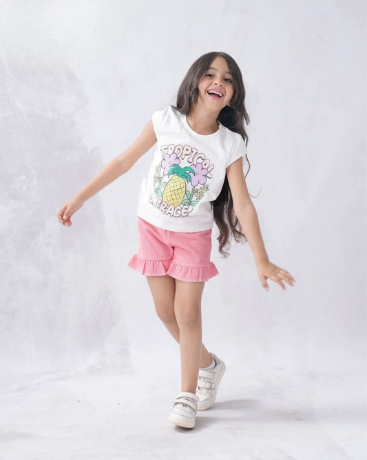 Two Pcs Girls Cotton Pajamas Set