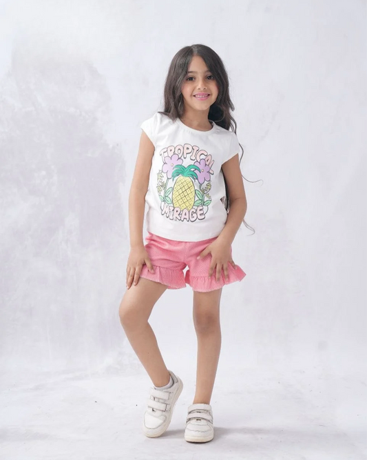 Two Pcs Girls Cotton Pajamas Set