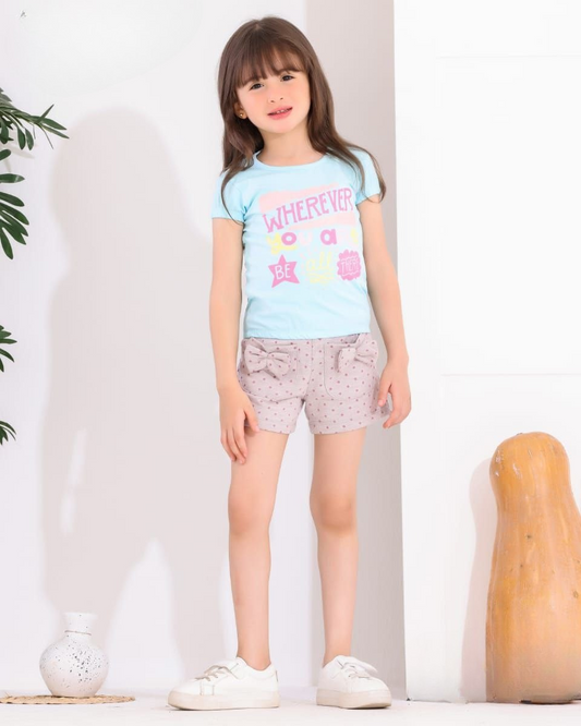 Two Pcs Girls Cotton Pajamas Set