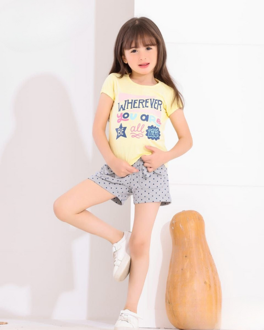 Two Pcs Girls Cotton Pajamas Set