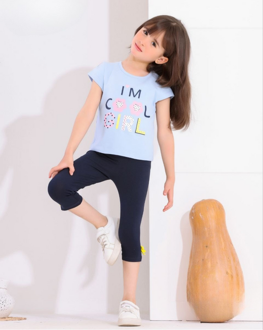 Two Pcs Girls Cotton Pajamas Set