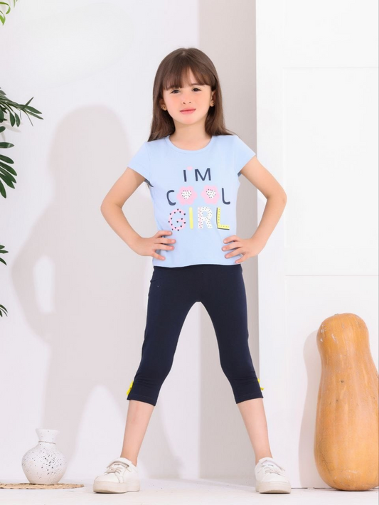 Two Pcs Girls Cotton Pajamas Set