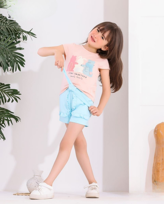 Two Pcs Girls Cotton Pajamas Set