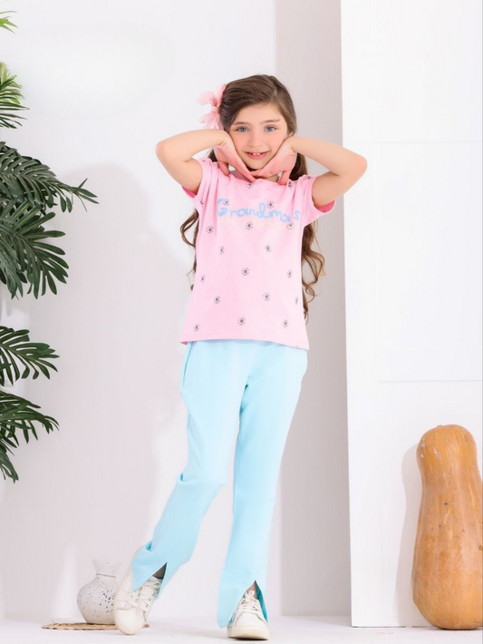 Two Pcs Girls Cotton Pajamas Set