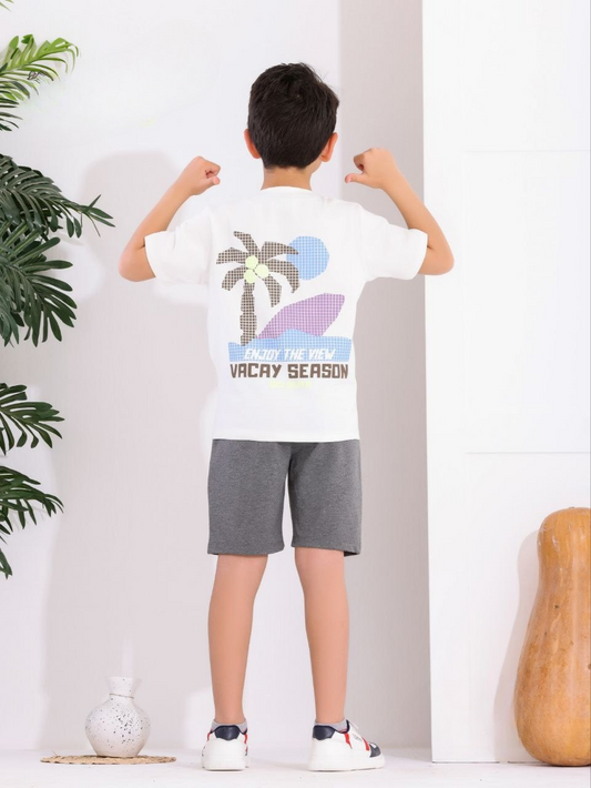 Two Pcs Boys Cotton Pajamas Set