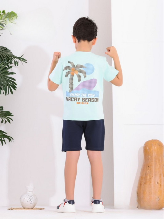 Two Pcs Boys Cotton Pajamas Set