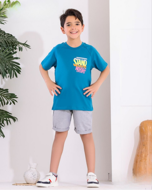 Two Pcs Boys Cotton Pajamas Set