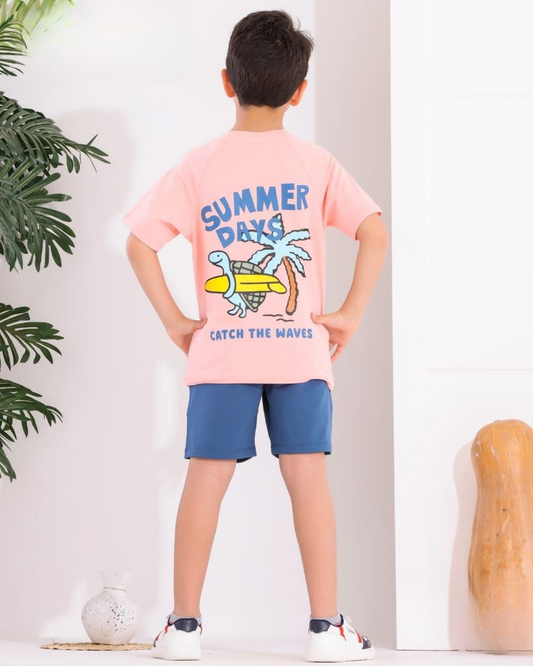 Two Pcs Boys Cotton Pajamas Set