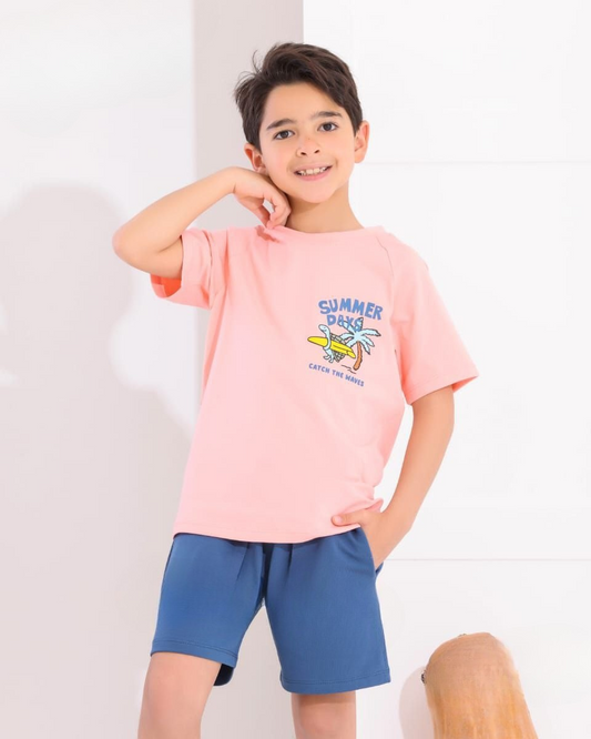Two Pcs Boys Cotton Pajamas Set