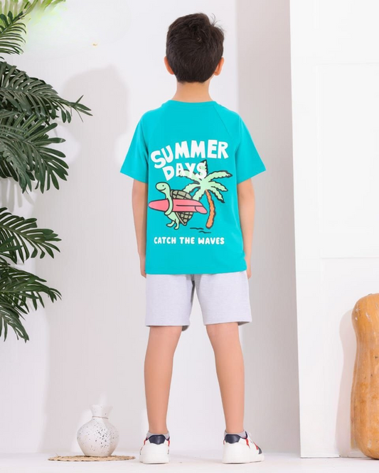 Two Pcs Boys Cotton Pajamas Set