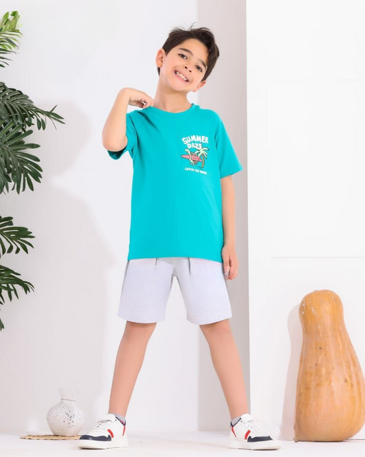 Two Pcs Boys Cotton Pajamas Set