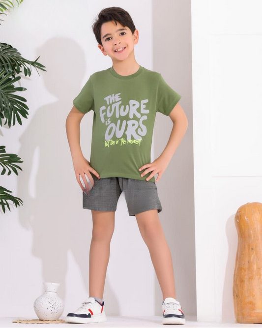 Two Pcs Boys Cotton Pajamas Set