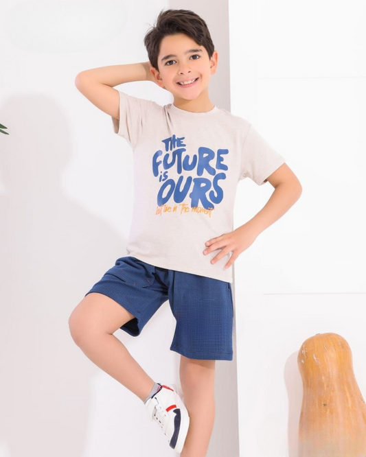 Two Pcs Boys Cotton Pajamas Set